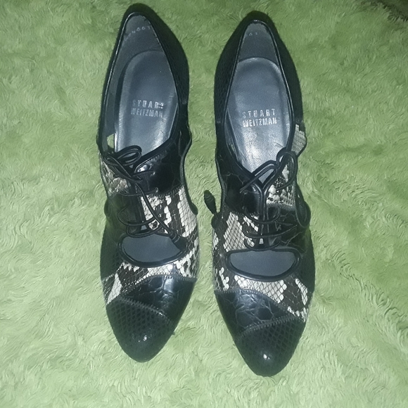 STUART WEITZMAN SNAKESKIN STILETTO SHOE BOOTIES 7 - Picture 3 of 6